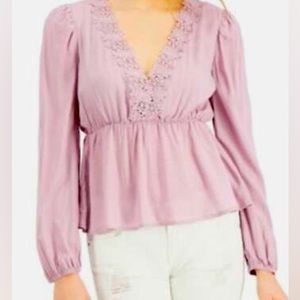 Self Esteem Lace Trim Blouse
